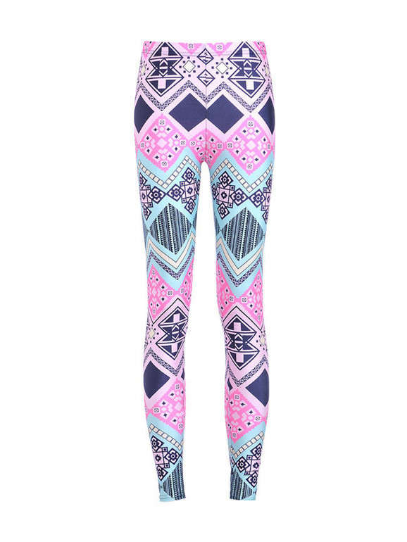 Casual Delightful Geometric Printed Mid-Rise Legging