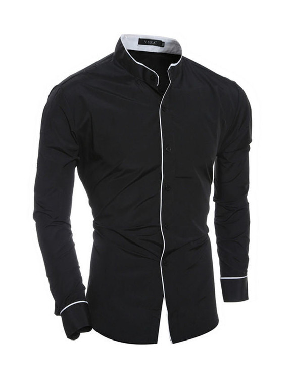 Casual Band Collar Men's Shirt