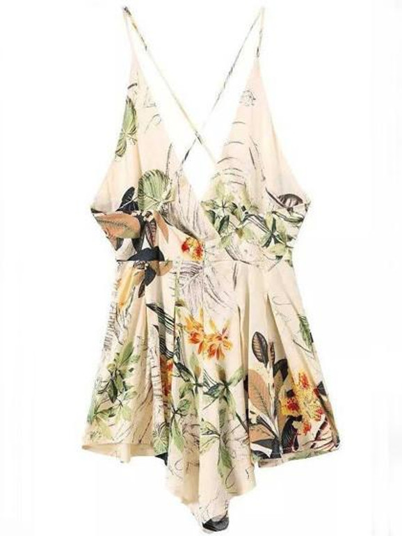 Casual Sexy Cute Floral Print Romper