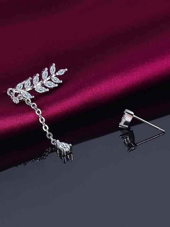 Asymmetric Leaf Shining Earrings