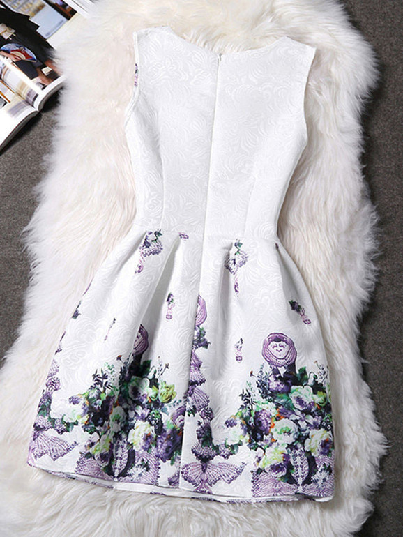Casual Round Neck Unique Printed Fabulous Skater Dress