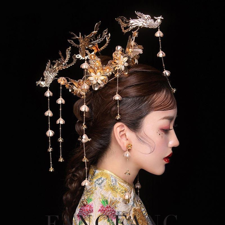 HIMSTORY Luxury Wedding Bride Vintage Chinese Peacock Hair Accessories Bridal Headdress Gold Phoenix Tiara Crown Hair Jewelry HIMSTORY Luxury Wedding Bride Vintage Chinese Peacock Hair Accessories Bridal Headdress Gold Phoenix Tiara Crown Hair Jewelry