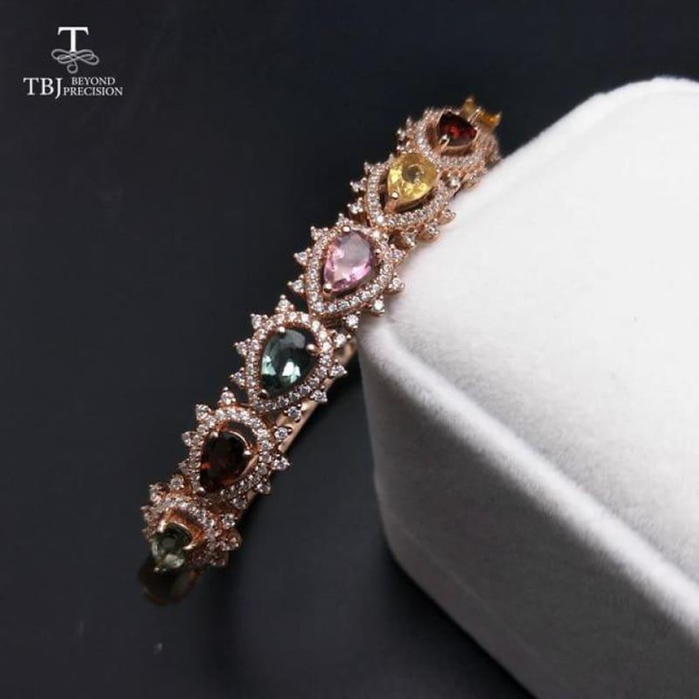 Elegant Colorful  Tourmaline 3.5ct Gemstone Bangle