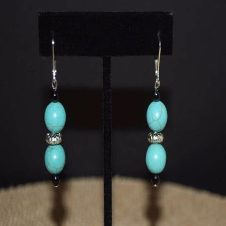 Turquoise Antique Silver Drop Earrings
