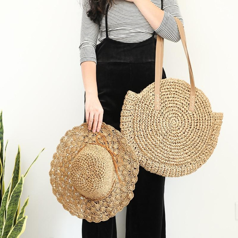 Boho Women's Summer Hat Hand Woven Wide Brim Straw Hats