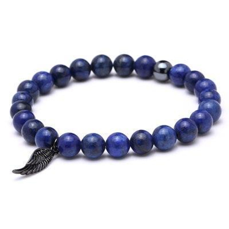 Lapis Lazuli Stone Tibetan Silver Wing Beaded Men Bracelets Lapis Lazuli Stone Tibetan Silver Wing Beaded Men Bracelets