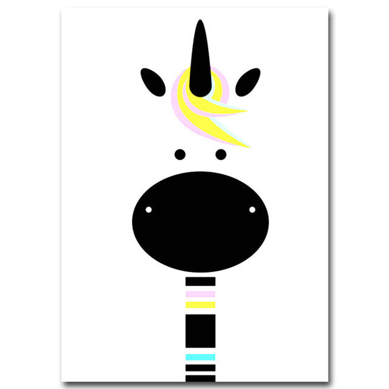 NICOLESHENTING Cartoon Animal Penguinl Zebra Minimalist Art Canvas Poster Painting Wall Picture Modern Home Baby Room Decoration