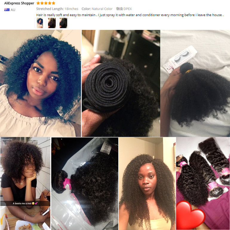 Mongolian Hair Afro Kinky Curly Hair Extension Human Hair Bundles Weave 1 Piece Can Buy 3/4 Bundles Beauty Lueen Non Remy Hair