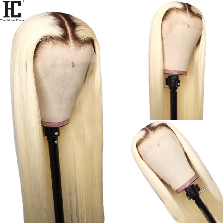 1B/613 Ombre Blonde Lace Front Human Hair Wigs 150% Glueless 1B 613 Brazilian Straight 13X4 Transparent Lace Wigs Baby Hair Remy