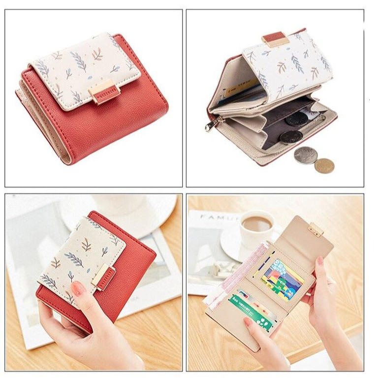 New Floral Feather Women Wallet Short Purse Card Holder