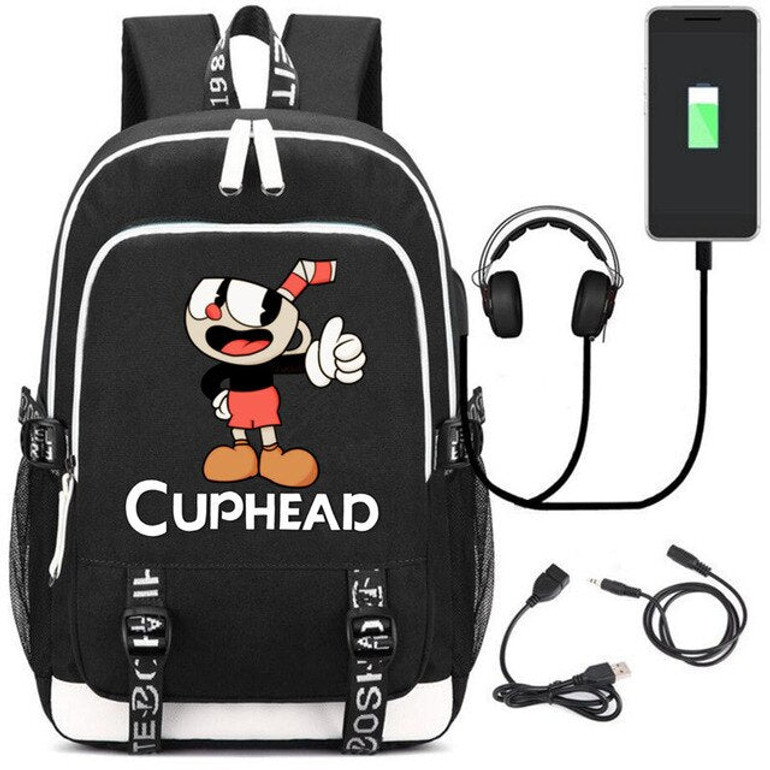 cuphead New Laptop External USB Charge Backpack