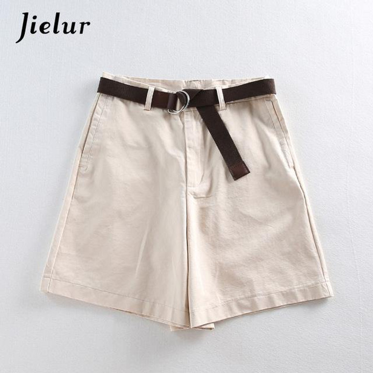 All-match 4 Solid Color Sashes Casual Women Shorts A-line High Waist Slim Summer Shorts Feminino Chic S-XXL