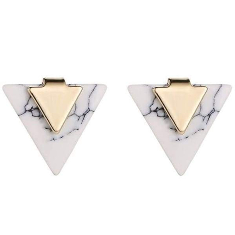 Minimalist Geometric Triangle Marble Stud Earring Minimalist Geometric Triangle Marble Stud Earring
