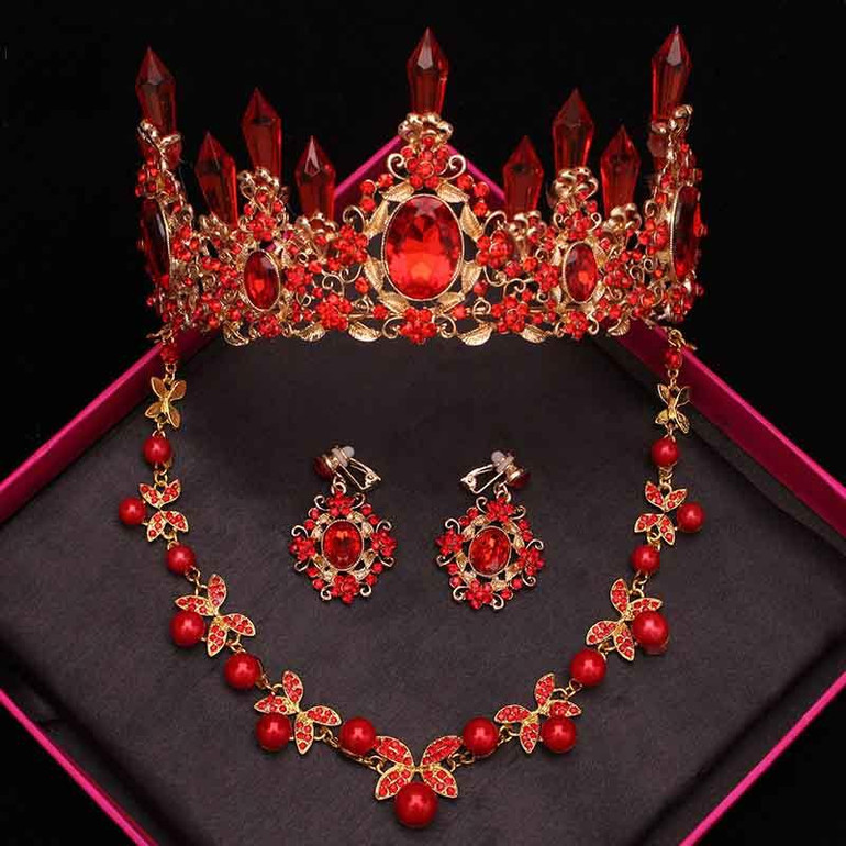 Crystal Pearls Tiaras Necklace Earrings Bride Wedding Jewelry Sets Crystal Pearls Tiaras Necklace Earrings Bride Wedding Jewelry Sets