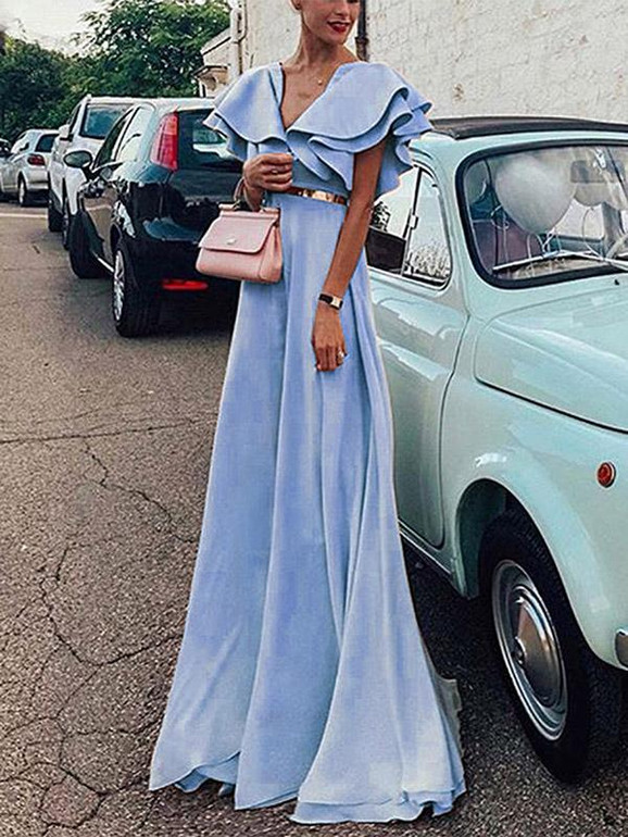 Bohemia Sleeveless Solid Color Maxi Dress