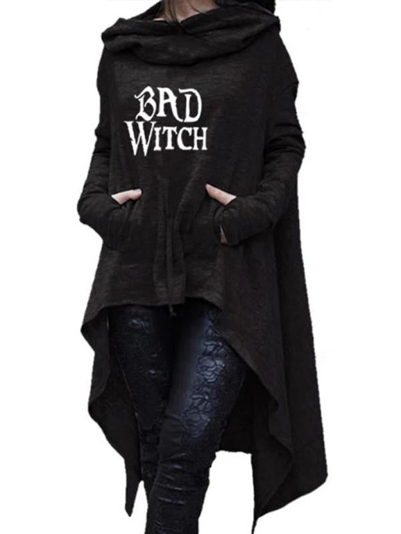 Casual Halloween Cape Cloak Good Witch Irregular Cowl Neck Hoodie Coat