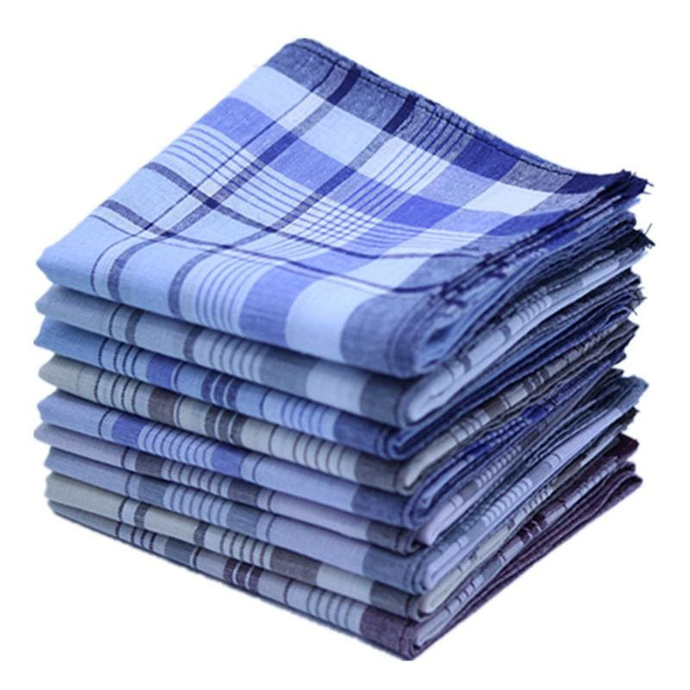 5Pcs/lot Cotton Plaid Square Stripe Handkerchiefs Men Classic Pattern Vintage Pocket Hanky