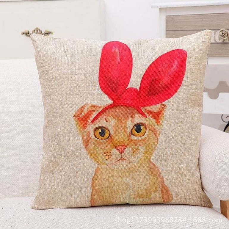 Cute Lovely Cat Decorative Cushion Cover Cotton Linen Square Throw Pillow Cover 45x45CM Pillow Case Cute Lovely Cat Decorative Cushion Cover Cotton Linen Square Throw Pillow Cover 45x45CM Pillow Case