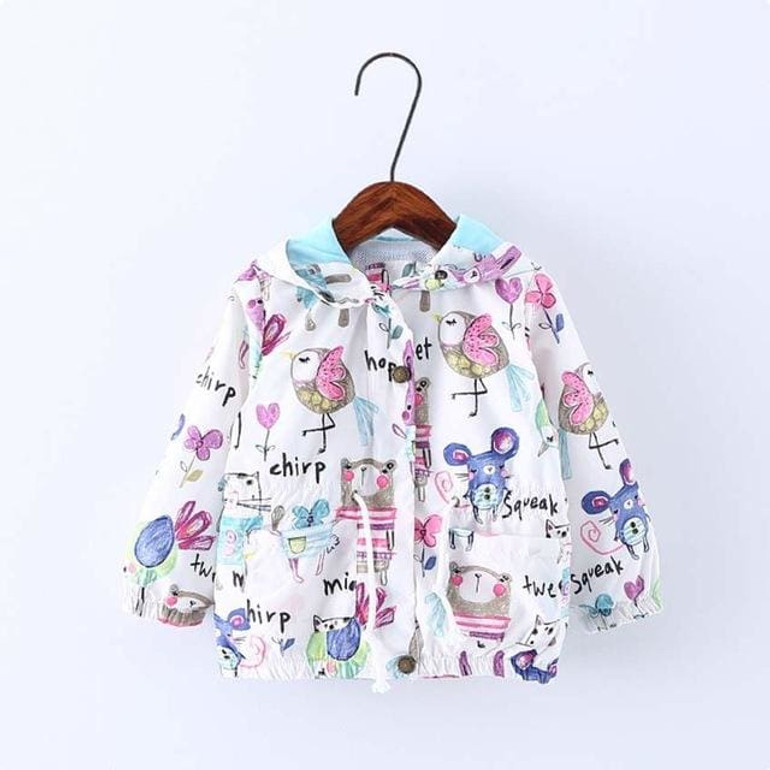 DOSOMA 2017 New Spring Baby Coat And Jacket For Girl Cartoon Graffiti Hooded Windbreaker For Girls