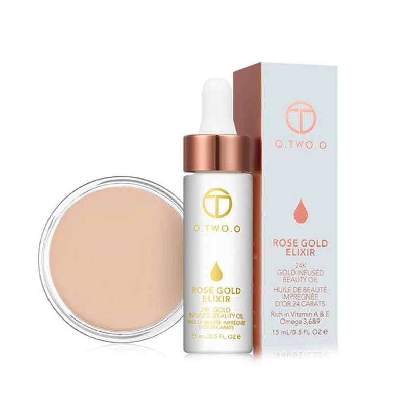 O.TWO.O 2pcs/set Make Up set Concealer Cream Primer+Make Up Oil 24k Rose Gold Elixir Skin For Face