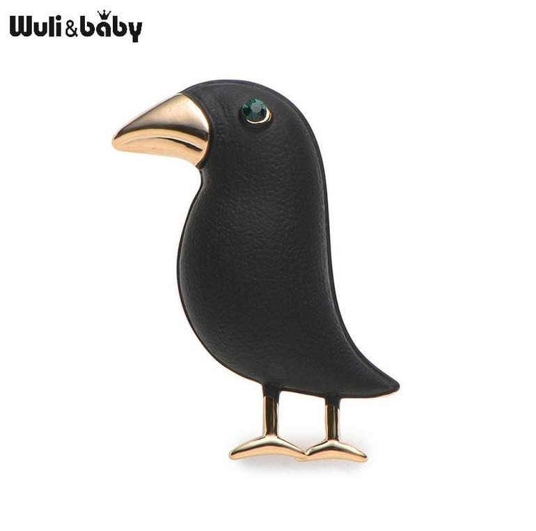 2017 Crow Brooch Black Paint Bird Enamel Brooches Men Women Suits Dress Hat Collar Brooch Pins