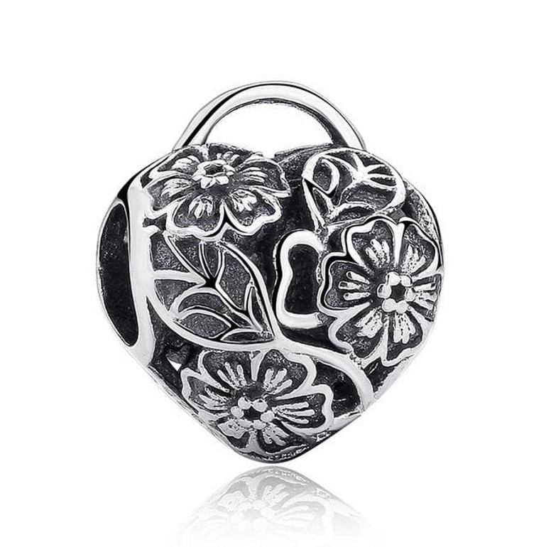 100% Authentic 925 Sterling Silver Heart Shape Charm Beads Fit pandora Charm Bracelet DIY Original