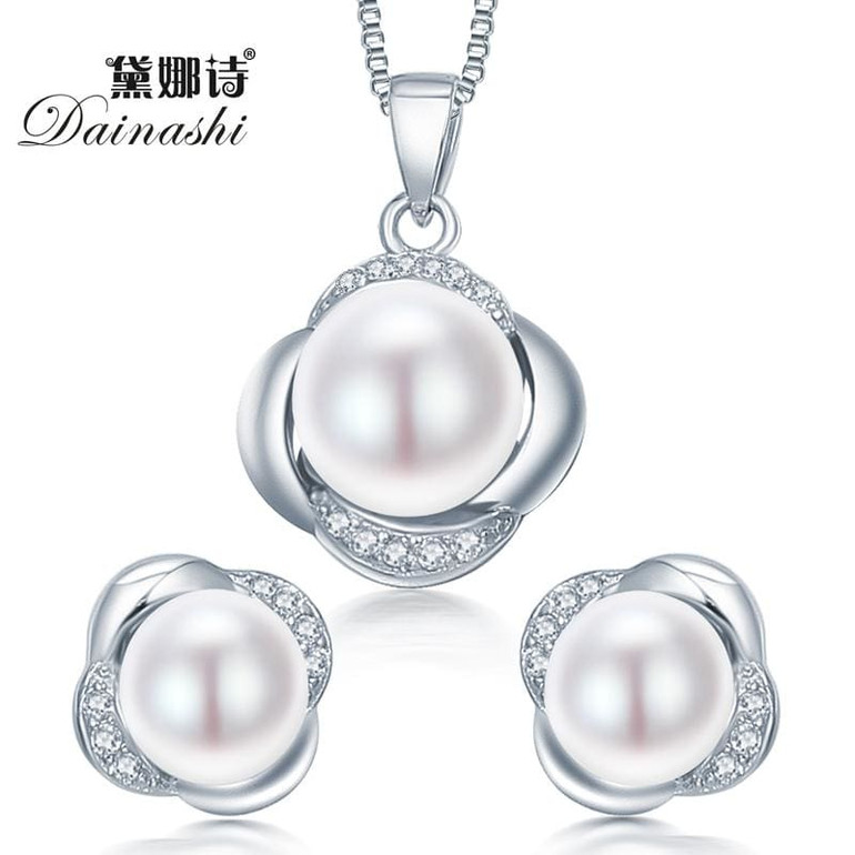 Dainashi 925 sterling silver jewelry set earring/necklace pearl jewelry for women Dainashi 925 sterling silver jewelry set earring/necklace pearl jewelry for women