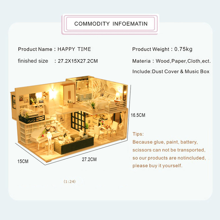 DIY Dollhouse Wooden doll Houses Miniature Doll House Furniture Kit Casa Music Led Toys for Children Birthday Gift