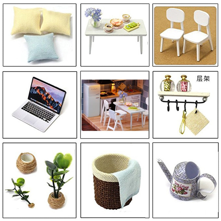 CUTEBEE DIY Doll House Wooden Doll Houses Miniature Dollhouse Furniture Kit with LED Toys for children Christmas Gift  L023