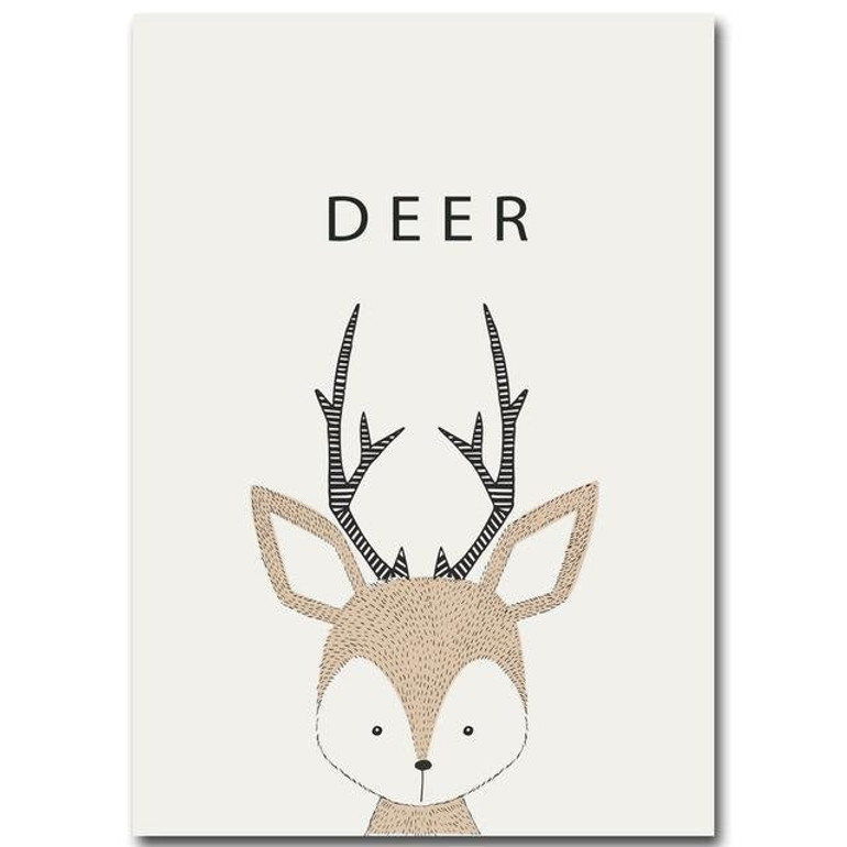 Canvas Print Drawn Animals  - Kids & Nursery Wall Art (Unframed)