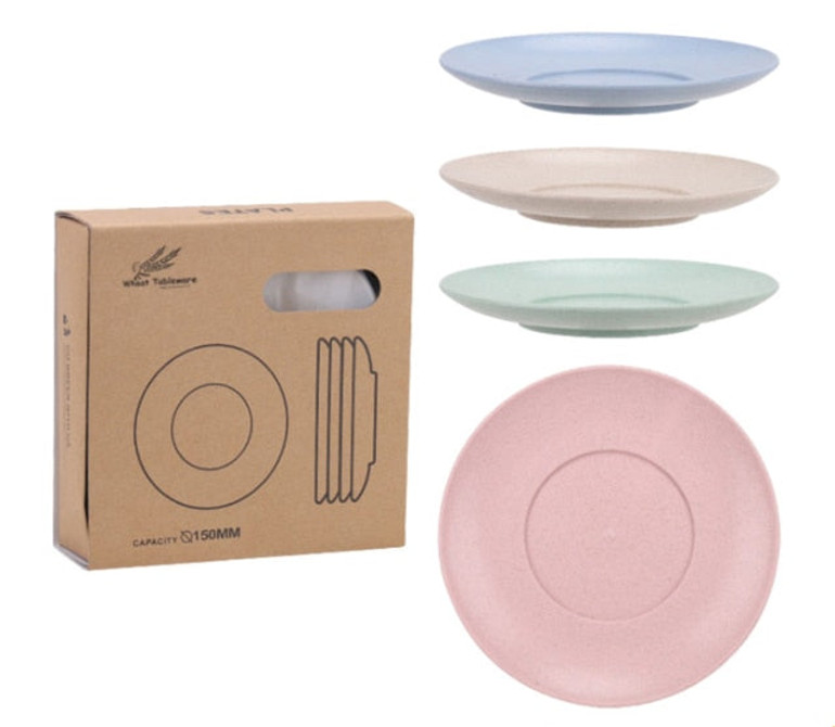 4Pcs Pure Natural Wheat Straw Plate