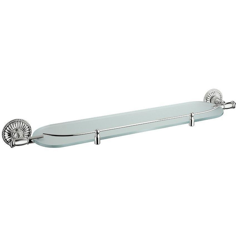 BA Aida Wall Mounted Glass Storage Shelf Organizer Towel Rack W/ Railing - Brass