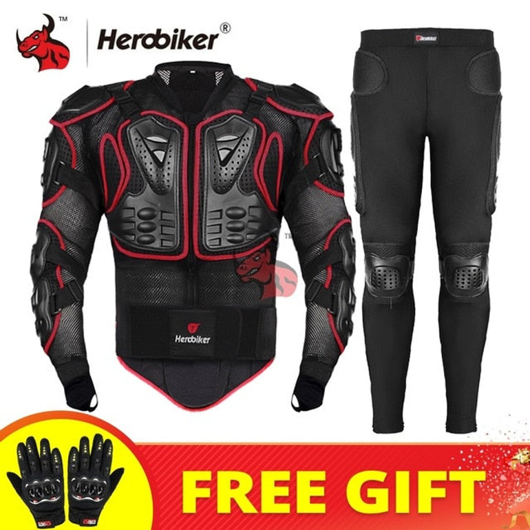 HEROBIKER Motorcycle Jackets Motorcycle Armor Racing Body Protector Jacket Motocross Motorbike Protective Gear + Neck Protector