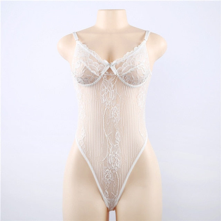 Sexy Black White Lace Bodysuit
