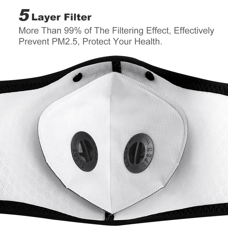 Grey/blue Protective Mask with carbon filter, mesh fabric