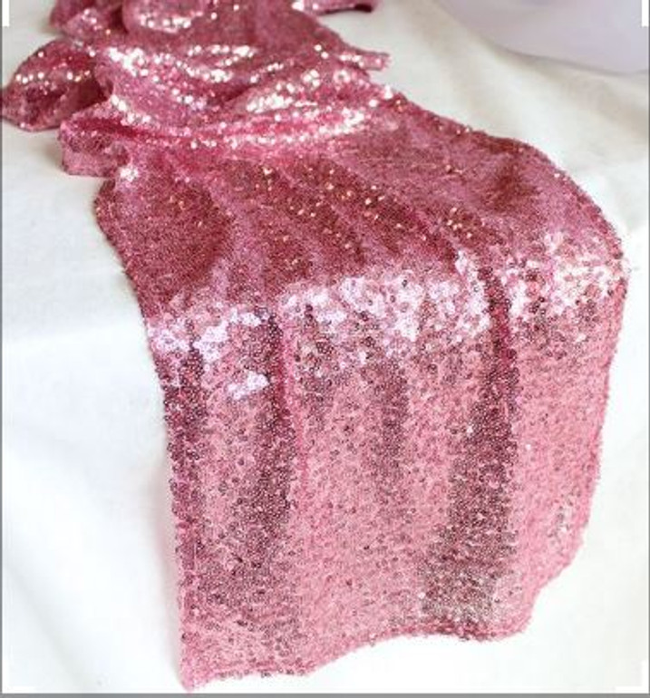12 Pink Sequin Table Runner Size 12"x108"