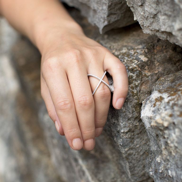 Criss Cross X Ring in Sterling Silver [14K Gold Plated]