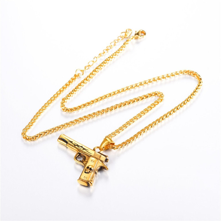 Gun Necklace | Gold, Silver, Black Gun Pendant