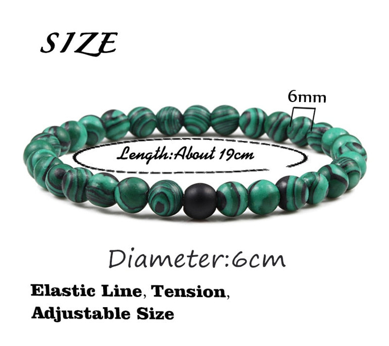 2-Piece Malachite Black Lava Natural-Stone Strand Bracelet