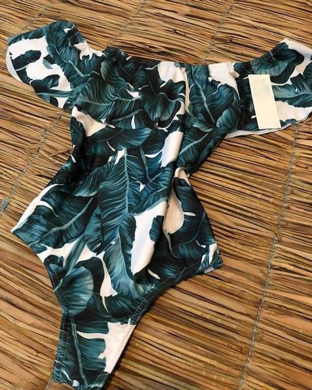 Off The Shoulder Solid Swimwear