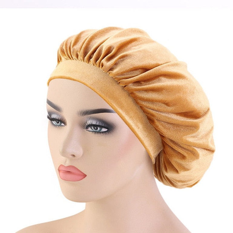 Khaki Velvet Wide Band Bonnet