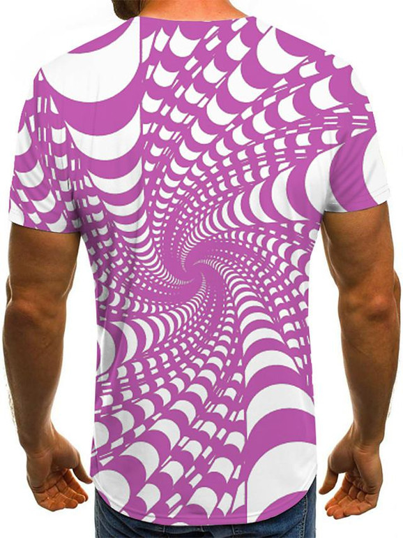 Men's 3D Graphic Plus Size T-shirt Print Short Sleeve Casual Tops Streetwear Exaggerated Round Neck Black Blue Purple / Summer