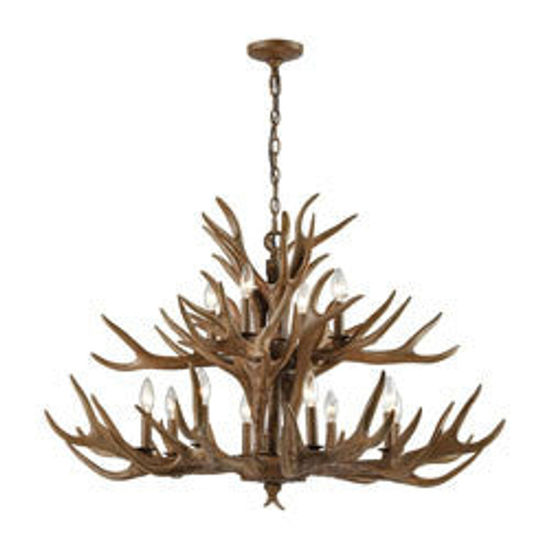 Elk Group Rustic Antlers Chandelier In Wood Brown