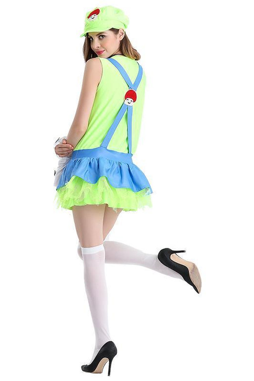BFJFY Halloween Womens Super Mario Dress Bar Maid Cosplay Costume