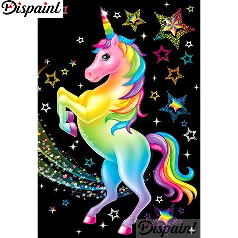 5D DIY Diamond Painting Rainbow Unicorn on Black - craft kit 5D DIY Diamond Painting Rainbow Unicorn on Black - craft kit