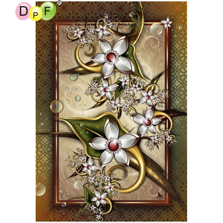 5D DIY Diamond Painting White Pod Flowers - craft kit 5D DIY Diamond Painting White Pod Flowers - craft kit