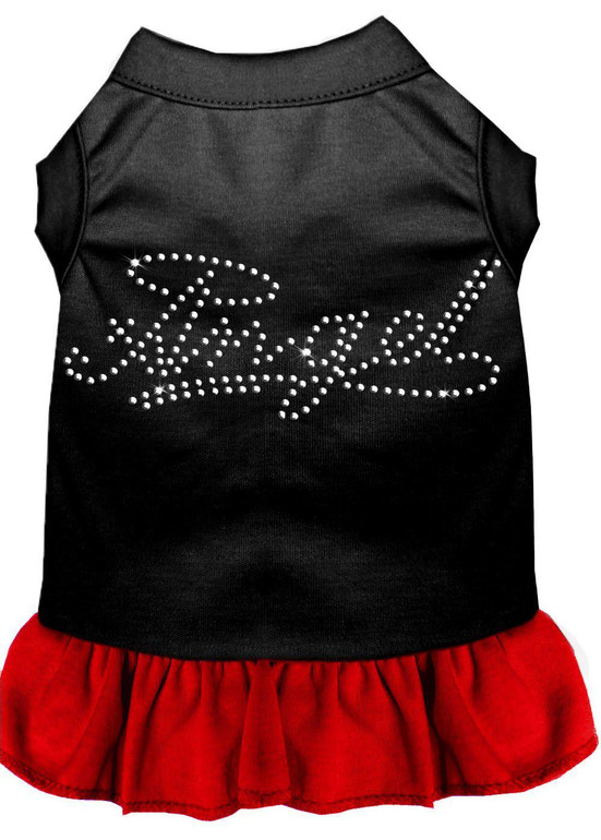 Rhinestone Angel Dress Black With Red