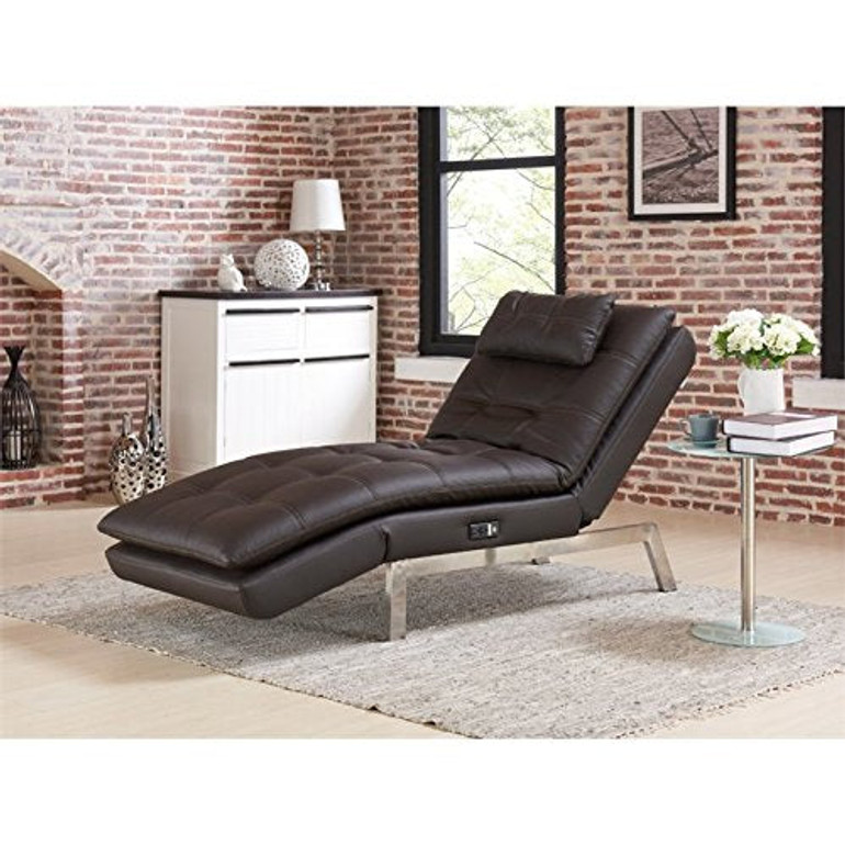 Lifestyle Solutions Relax-A-Lounger Titan Faux Leather Convertible Chaise Lounge in Brown