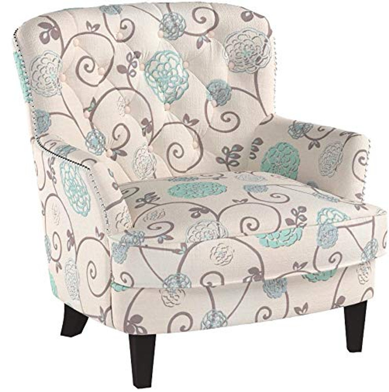 Christopher Knight Home Tafton Fabric Club Chair, White / Blue Floral