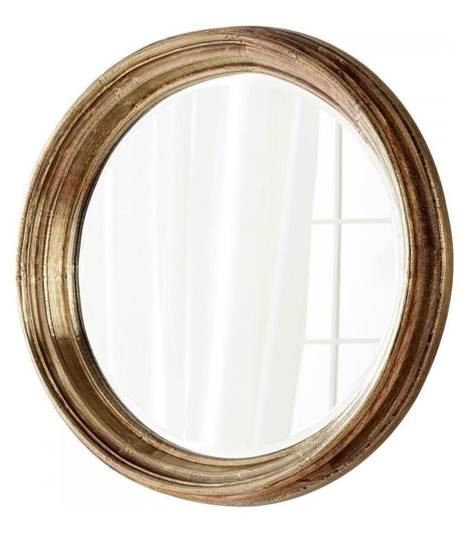 Gold 7 Inch Diameter Mint Wood Mirror Made in India - Style: 7646054